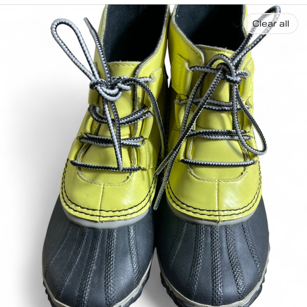 Sorel Women's Yellow and Black Winter Rain Boots - Picture 3 of 5